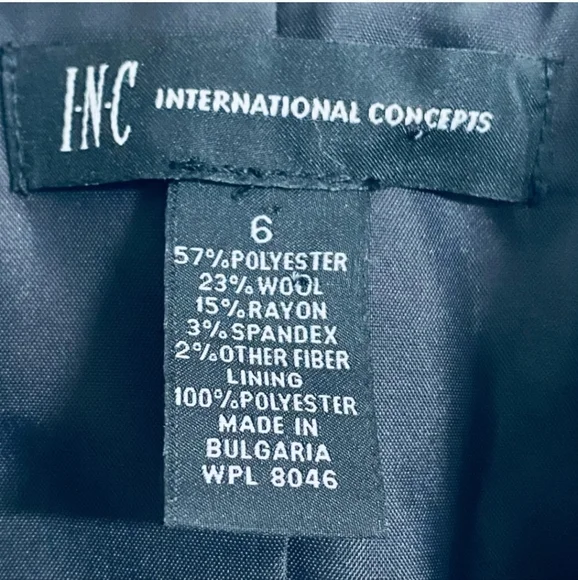 INC Gray & White Pinstripe Button Front Cropped Blazer Jacket Women Size 6 - Picture 3 of 11